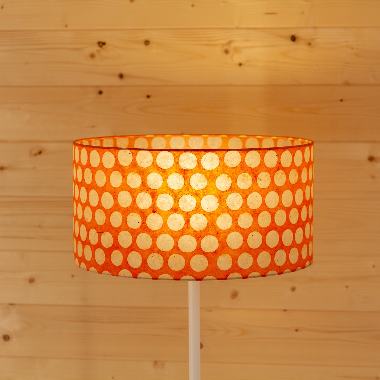 Drum Lamp Shade - B110 ~ Batik Dots on Orange, 40cm(d) x 20cm(h)