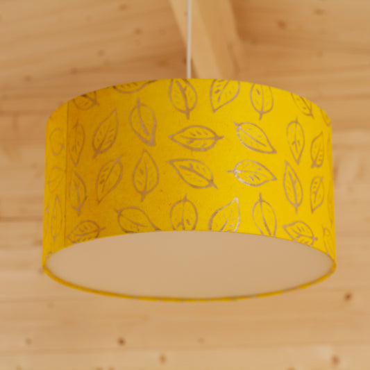 Drum Lamp Shade - B107 ~ Batik Leaf Yellow, 40cm(d) x 20cm(h)
