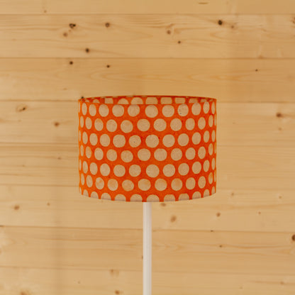 Drum Lamp Shade - B110 ~ Batik Dots on Orange, 30cm(d) x 20cm(h)