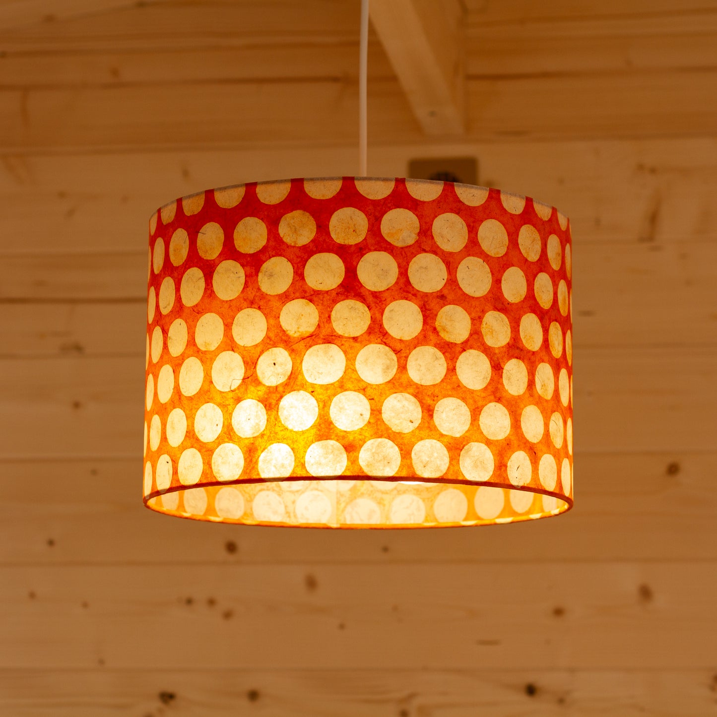 Rectangle Lamp Shade - B110 ~ Batik Dots on Orange, 40cm(w) x 30cm(h) x 20cm(d)