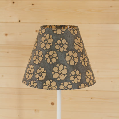 Conical Lamp Shade P77 - Batik Star Flower Grey, 15cm(top) x 30cm(bottom) x 22cm(height)