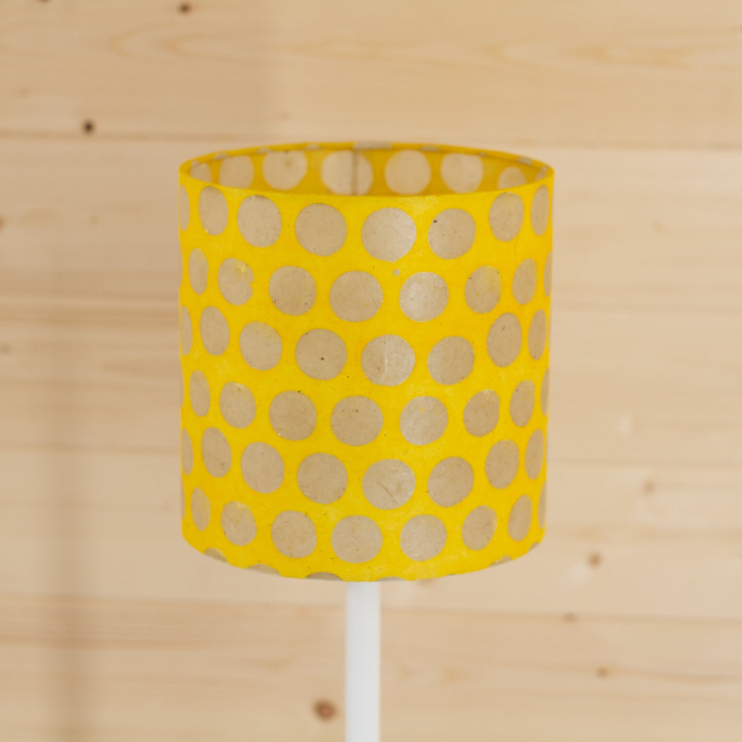 Drum Lamp Shade - P86 ~ Batik Dots on Yellow, 20cm(d) x 20cm(h)