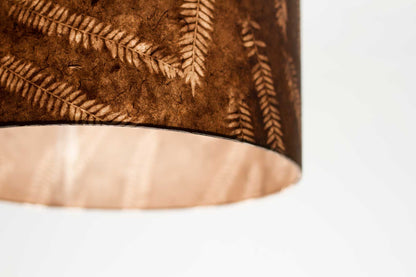 Drum Lamp Shade - P26 - Resistance Dyed Brown Fern, 25cm x 25cm