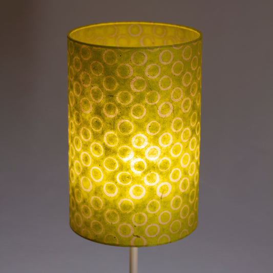 Drum Lamp Shade - P02 - Batik Lime Circles, 20cm(d) x 30cm(h)