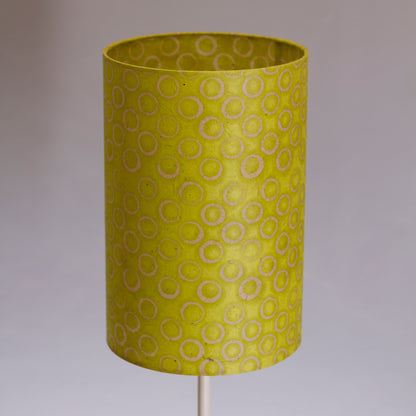 Drum Lamp Shade - P02 - Batik Lime Circles, 20cm(d) x 30cm(h)