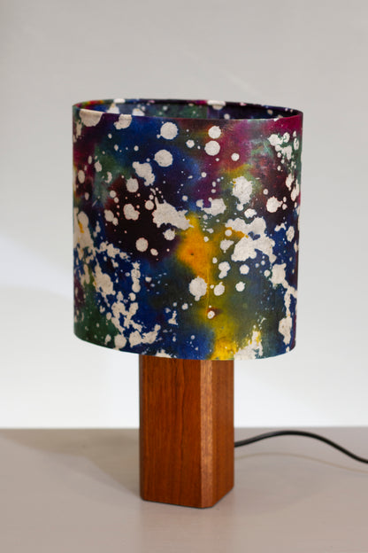 Square Sapele Table Lamp with Oval Lamp Shade B109 ~ Batik Galaxy