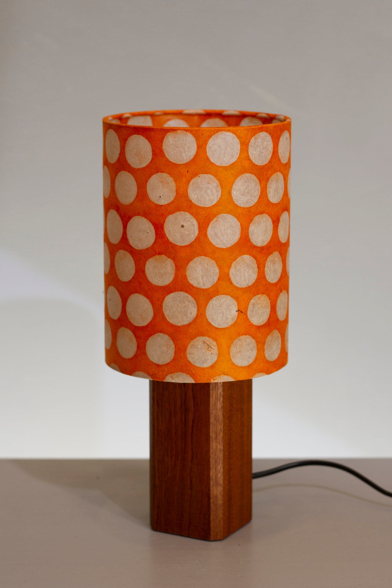 Square Sapele Table Lamp with 15x20cm Lamp Shade B110