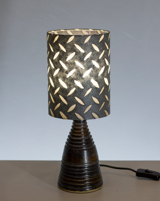 Stoneware Table Lamp Base - Dark Glaze - P88 Batik Tread Plate on Grey