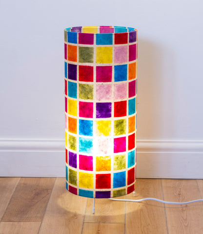 Drum Lamp Shade - P01 - Batik Multi Square, 30cm(d) x 30cm(h)
