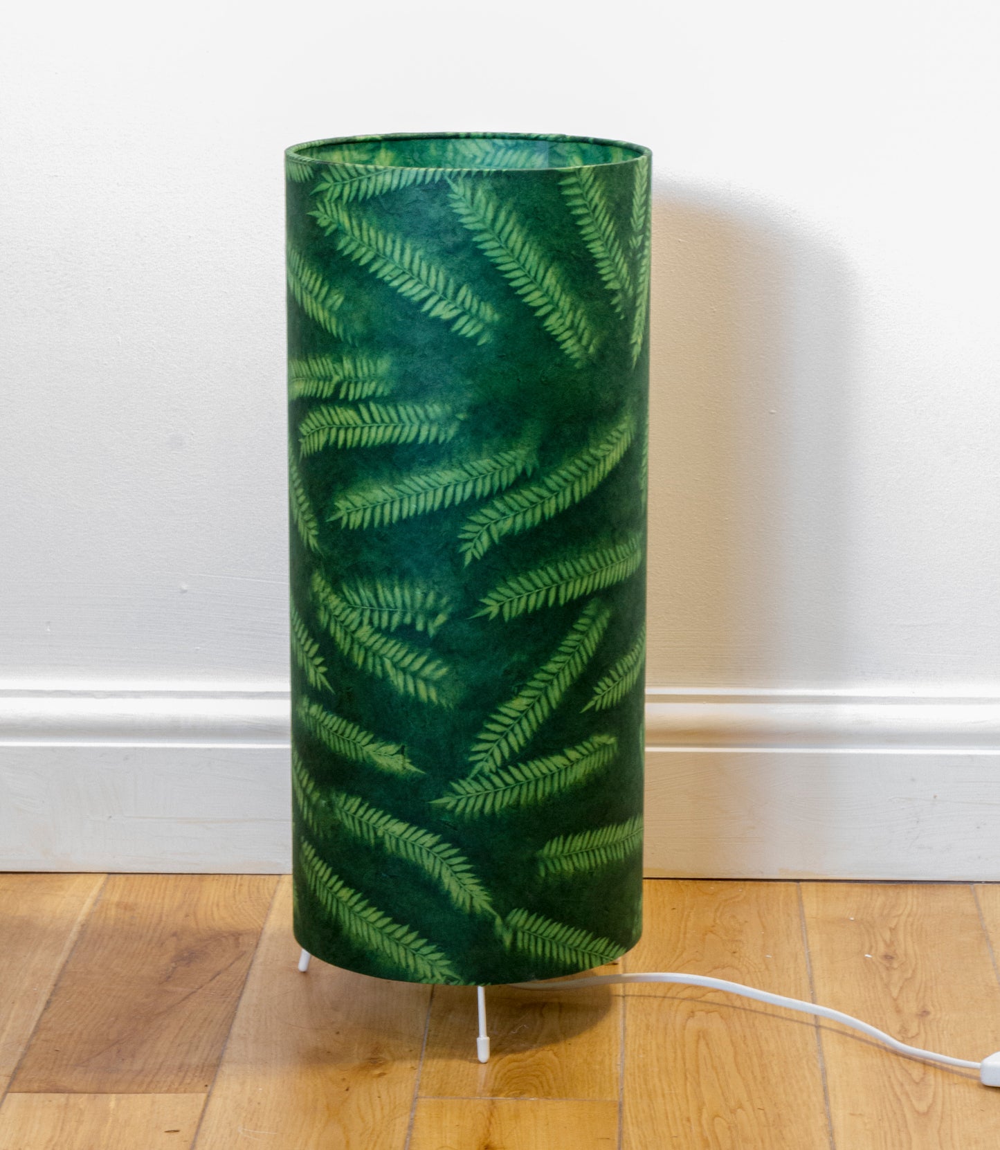 Drum Lamp Shade - P27 - Resistance Dyed Green Fern, 40cm(d) x 30cm(h)