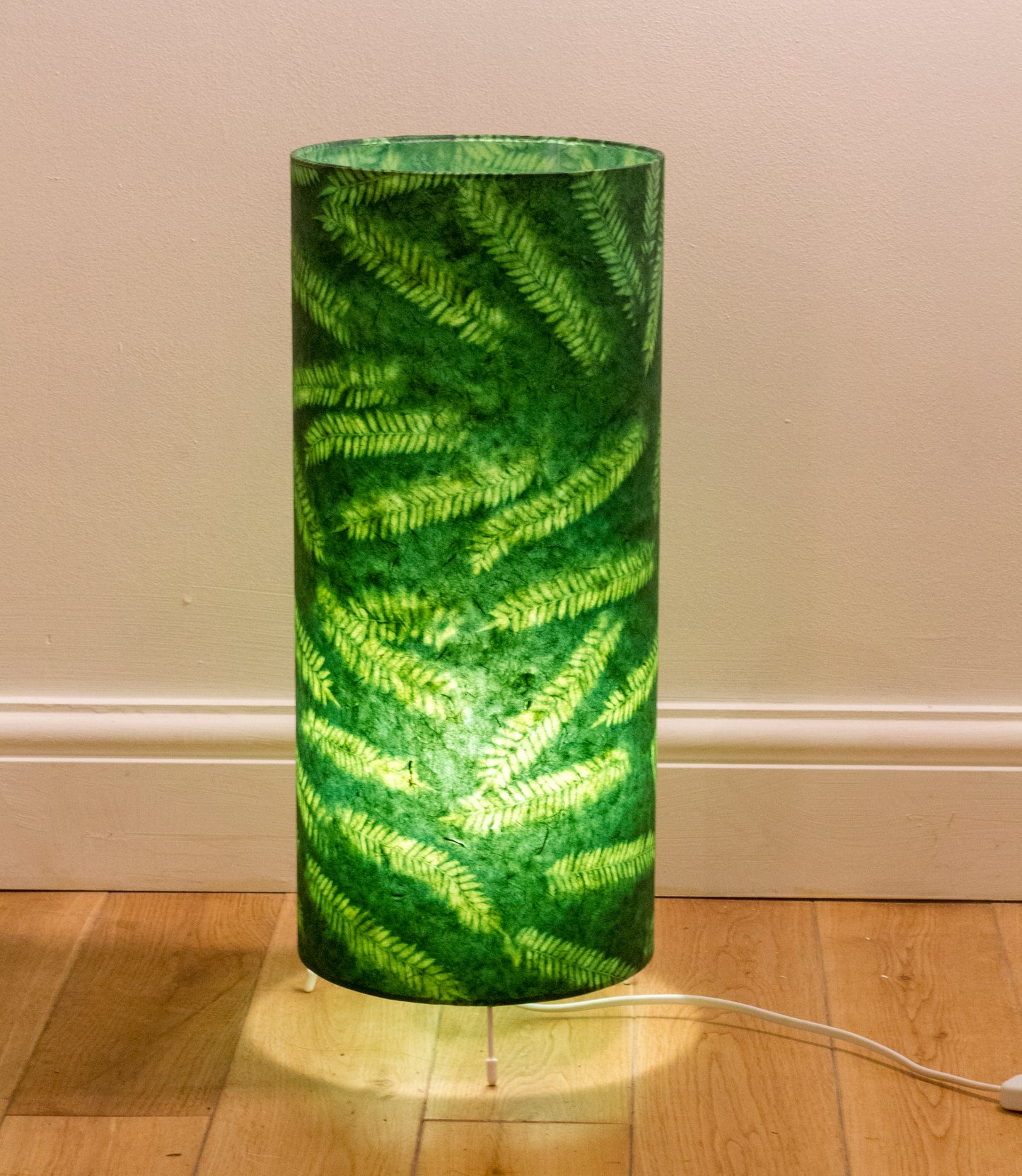 Free Standing Table Lamp Large - P27 - Green Fern Resistance dyed Lokta