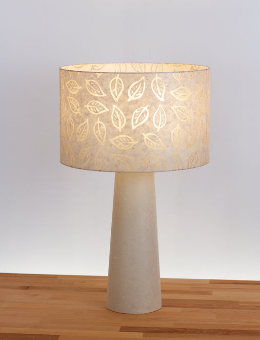 Matching Table Lamp Large with Drum Lamp Shade ~ Batik Leaf on Natural (P28)