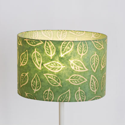 Oval Lamp Shade - P29 - Batik Leaf on Green, 30cm(w) x 20cm(h) x 22cm(d)
