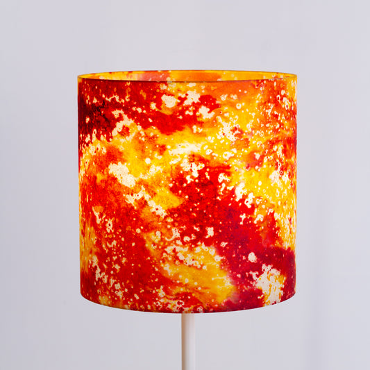 Drum Lamp Shade - B112 ~ Batik Lava Red/Orange, 30cm(d) x 30cm(h)