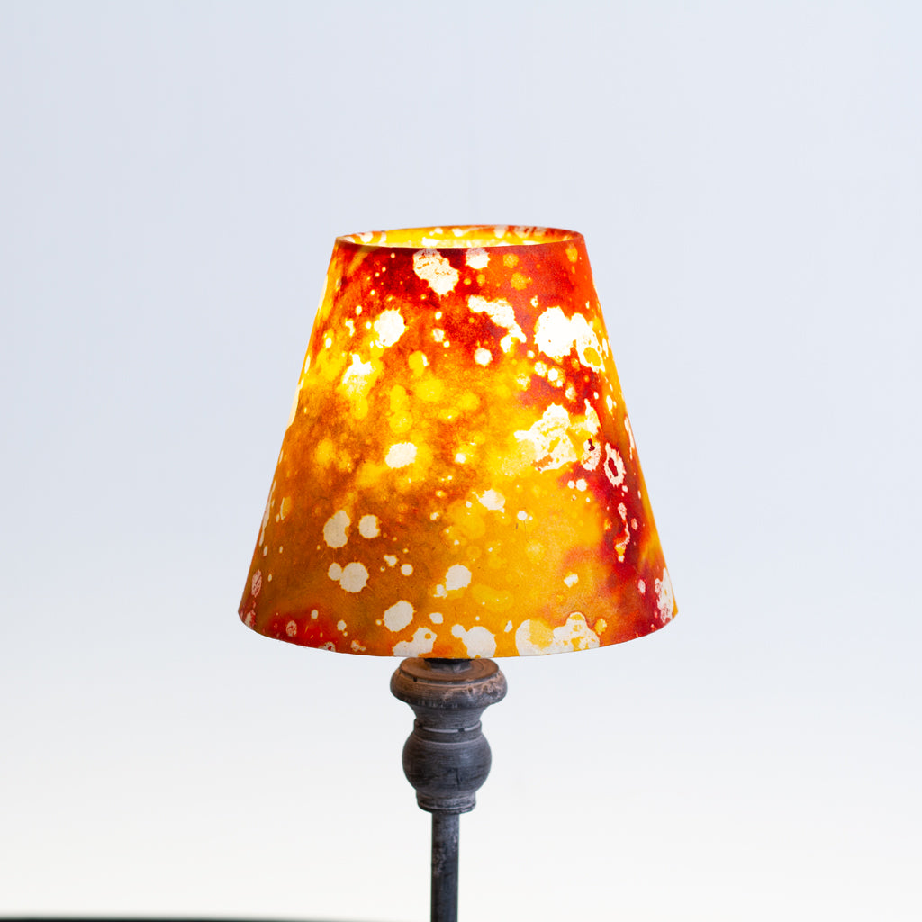 Clip on Lamp Shade - Short - B112 ~ Batik Lava Red/Orange