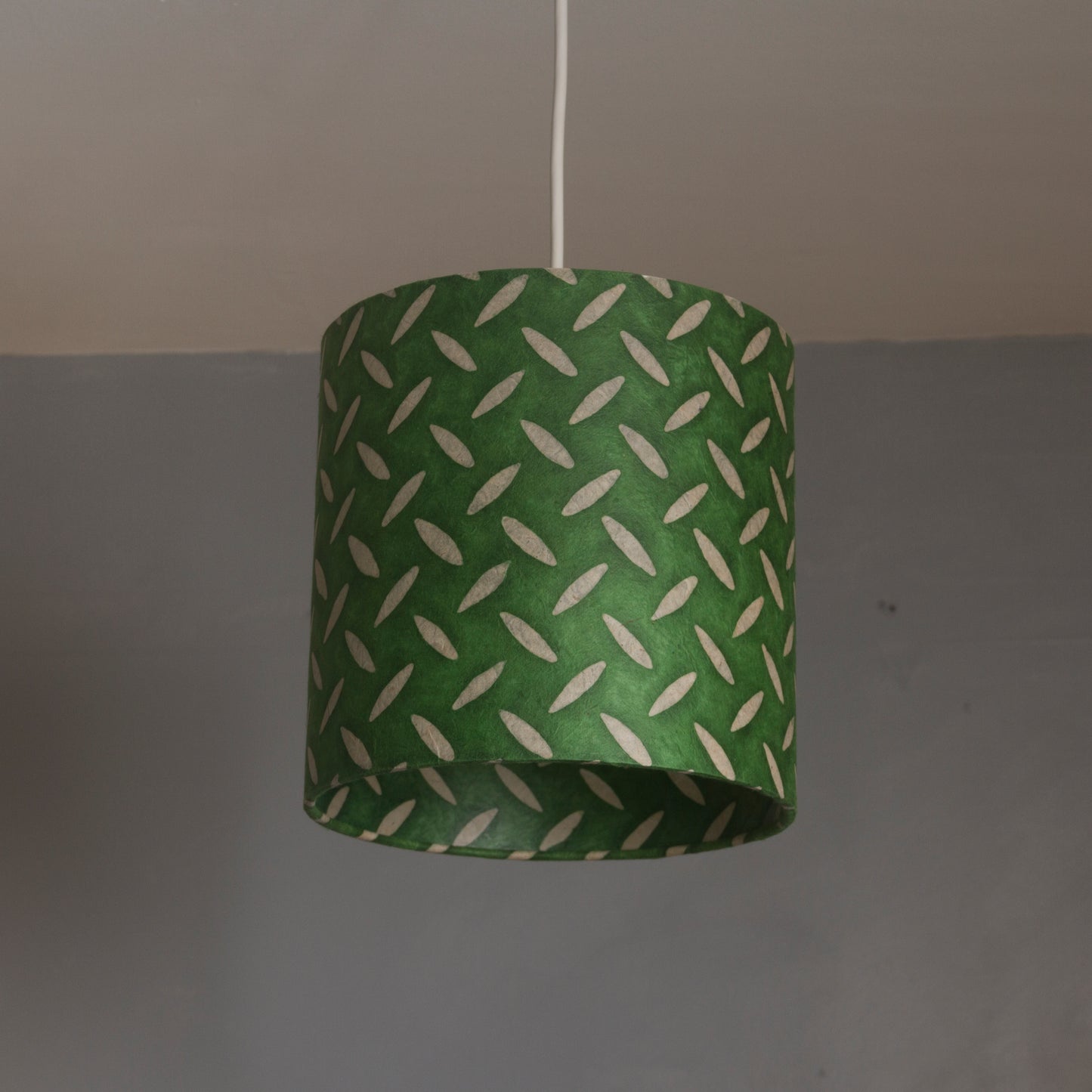 Drum Lamp Shade - P96 - Batik Tread Plate Green, 20cm(d) x 20cm(h)