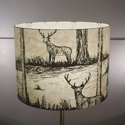Drum Lamp Shade - Deers on Natural, 40cm(d) x 30cm(h)