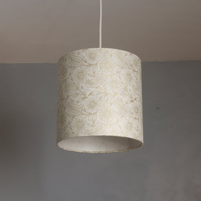 Drum Lamp Shade - P69 - Garden Gold on Natural, 20cm(d) x 20cm(h)