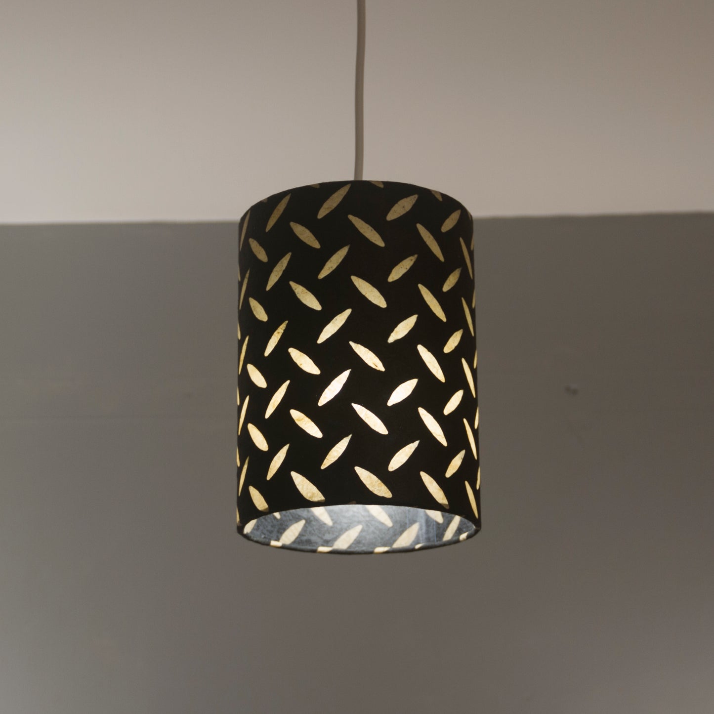 Drum Lamp Shade - P11 - Batik Tread Plate Black, 50cm(d) x 20cm(h)