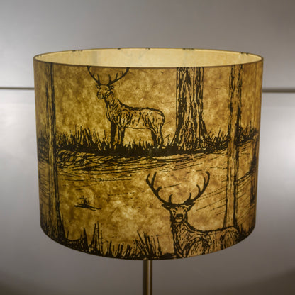 Drum Lamp Shade - Deers on Light Brown, 40cm(d) x 30cm(h)