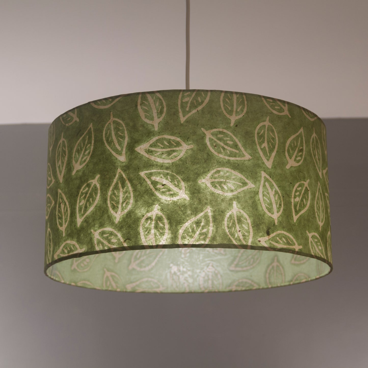 2 Tier Lamp Shade - P29 - Batik Leaf on Green, 30cm x 20cm & 20cm x 15cm