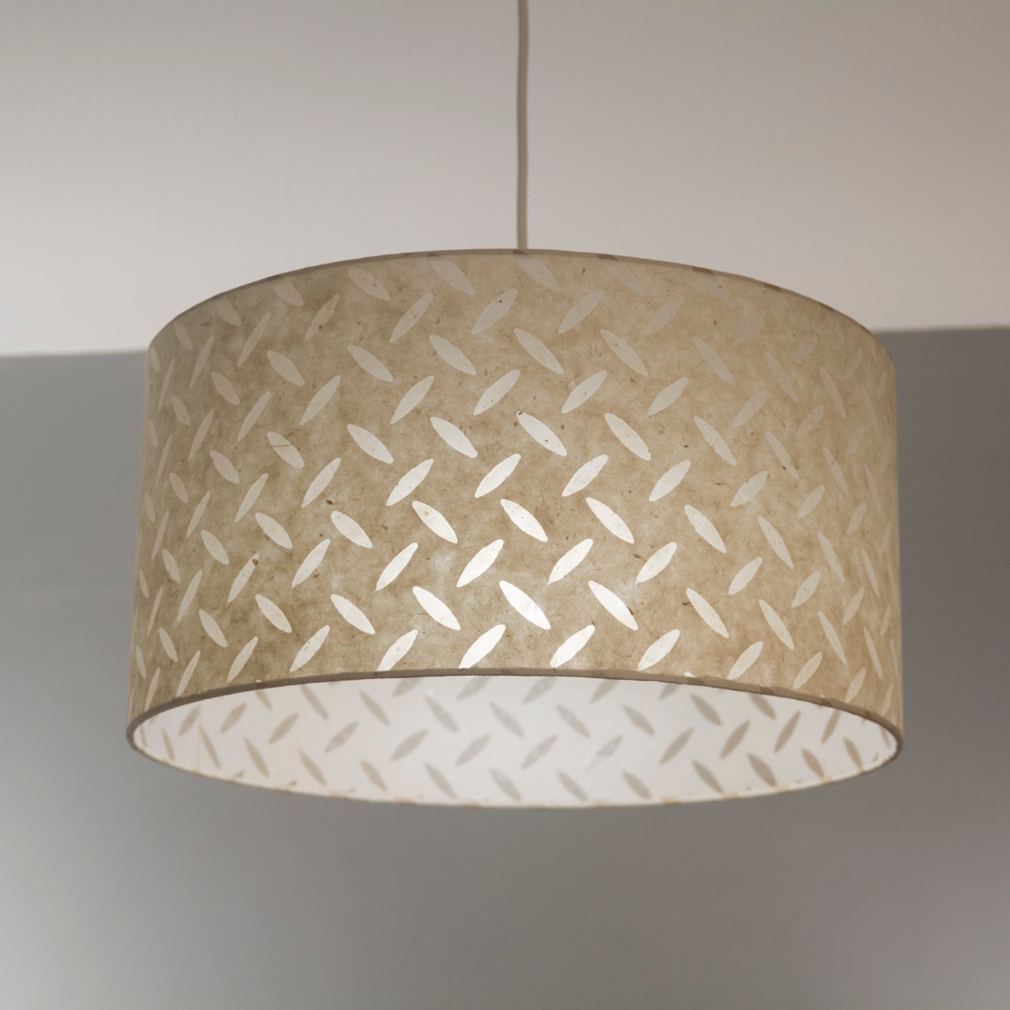 Drum Lamp Shade - P10 - Batik Tread Plate Natural, 25cm x 25cm