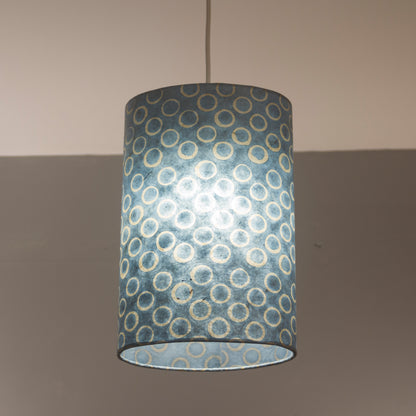 Oval Lamp Shade - P72 - Batik Blue Circles, 20cm(w) x 30cm(h) x 13cm(d)
