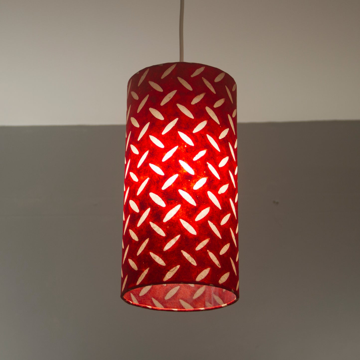 2 Tier Lamp Shade - P90 ~ Batik Tread Plate Red, 40cm x 20cm & 30cm x 15cm