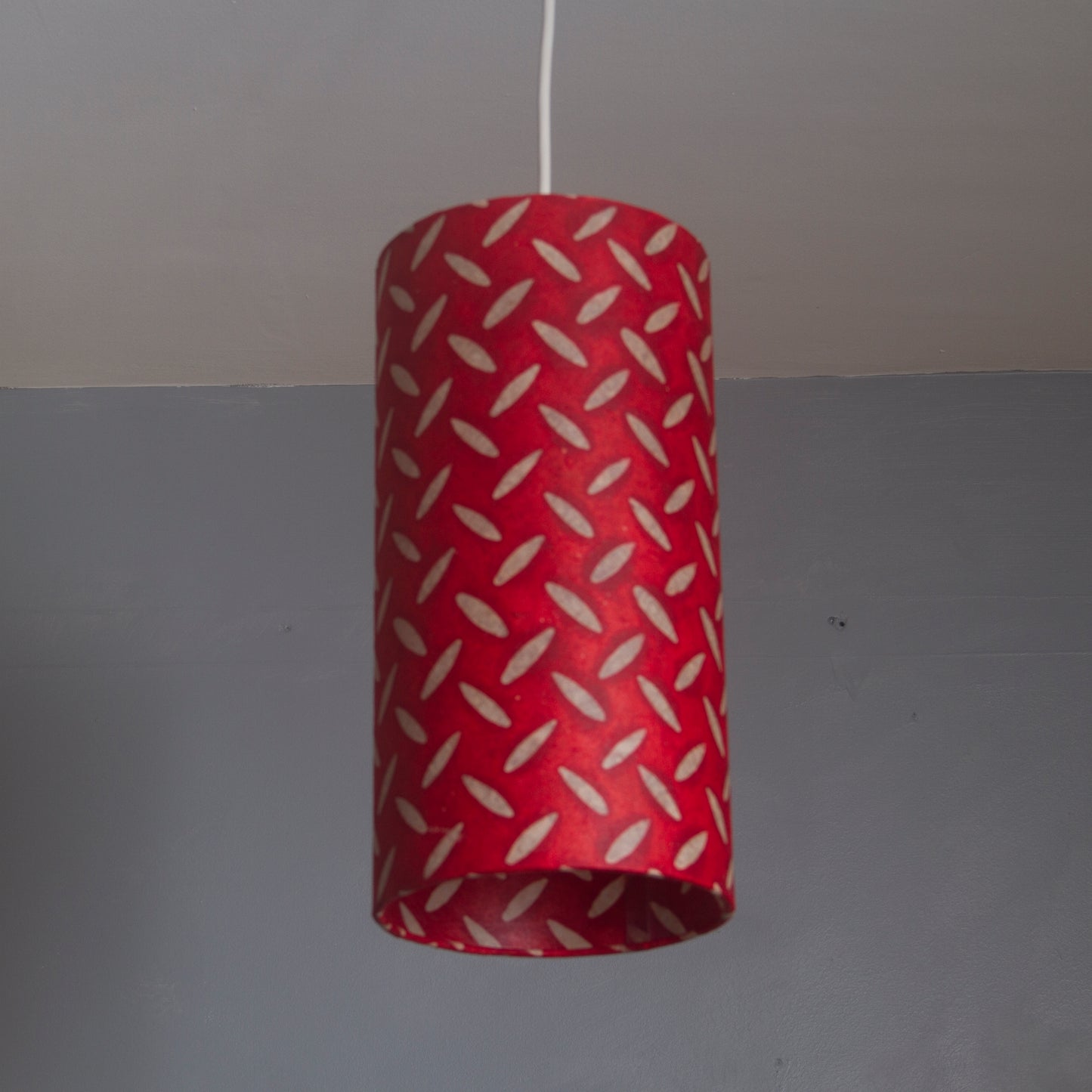 3 Tier Lamp Shade - P90 ~ Batik Tread Plate Red, 40cm x 20cm, 30cm x 17.5cm & 20cm x 15cm