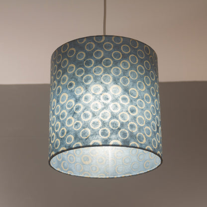 Drum Lamp Shade - P72 - Batik Blue Circles, 25cm x 25cm