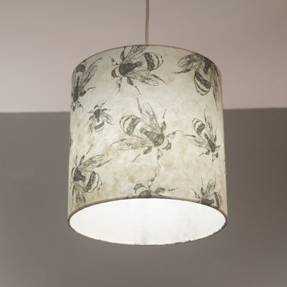 Drum Lamp Shade - P42 - Bees Screen Print on Natural Lokta, 70cm(d) x 30cm(h)