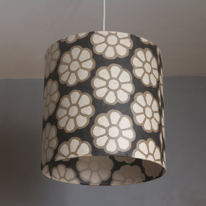 Square Lamp Shade - P24 -Batik Big Flower on Black, 20cm(w) x 30cm(h) x 20cm(d)