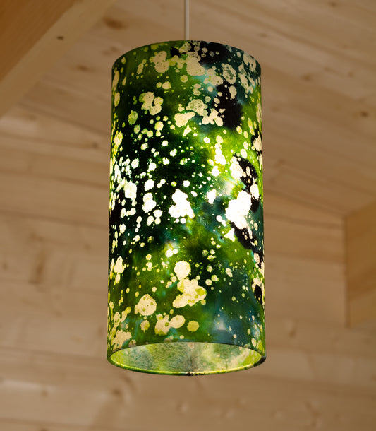 Drum Lamp Shade - B114 ~ Batik Canopy Greens, 15cm(diameter)
