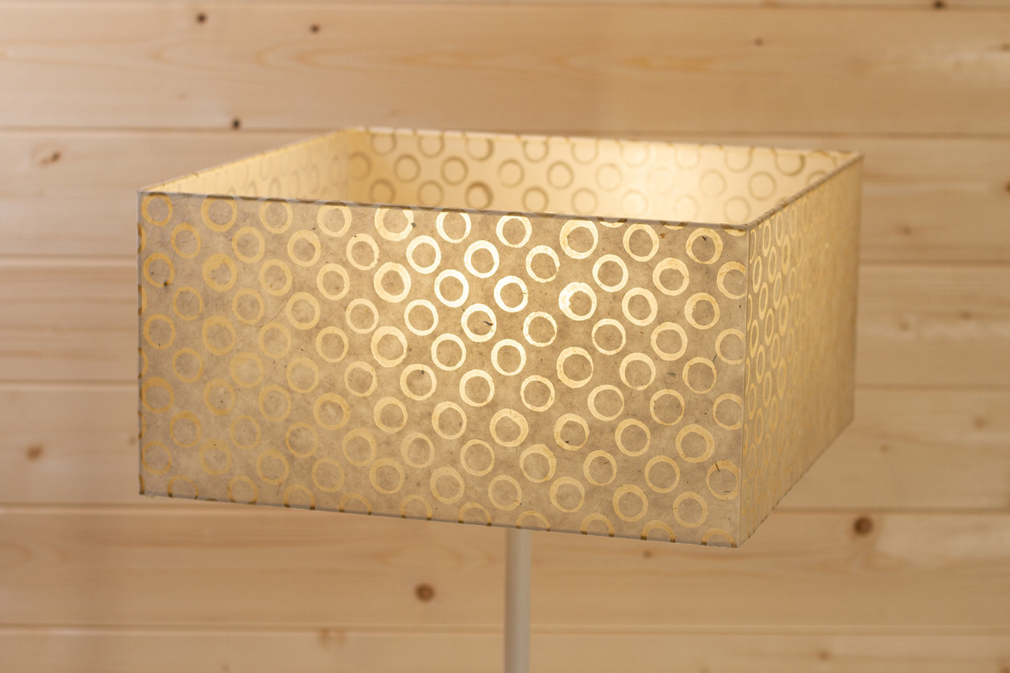 Square Lamp Shade - P74 - Batik Natural Circles, 40cm(w) x 20cm(h) x 40cm(d)