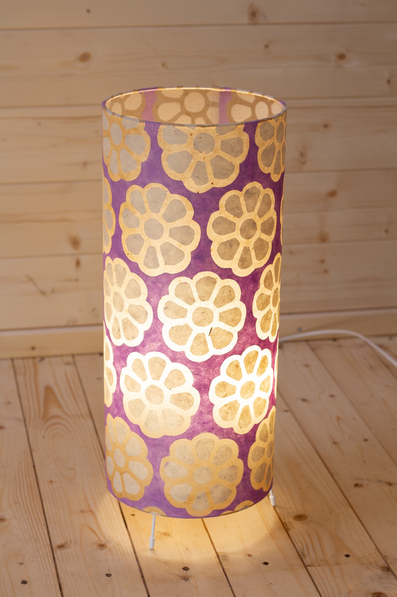 Free Standing Table Lamp Large - P21 ~ Batik Big Flower on Lilac