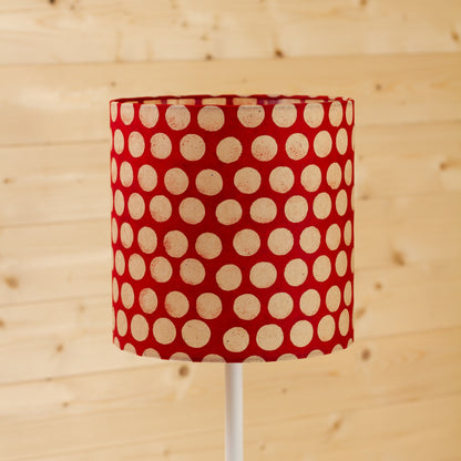 Drum Lamp Shade - P84 - Batik Dots on Red, 25cm x 25cm