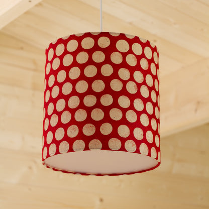 Drum Lamp Shade - P84 - Batik Dots on Red, 25cm x 25cm