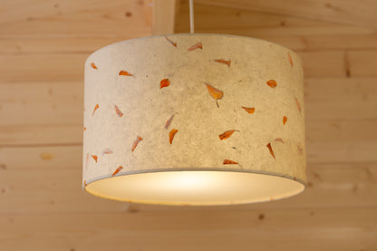 Drum Lamp Shade - P32 - Marigold Petals on Natural Lokta, 35cm(d) x 20cm(h)