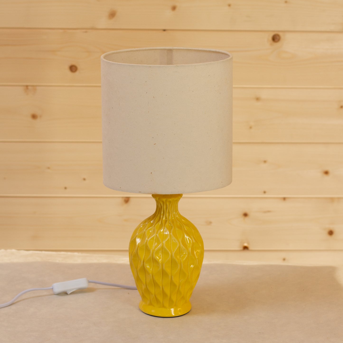Yarra Ceramic Table Lamp Yellow - Oval Lampshade in P54 Natural Lokta