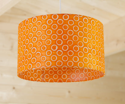 Drum Lamp Shade - P03 - Batik Orange Circles, 35cm(d) x 20cm(h)