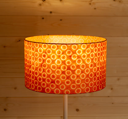 Drum Lamp Shade - P03 - Batik Orange Circles, 35cm(d) x 20cm(h)