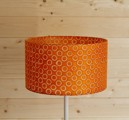 Drum Lamp Shade - P03 - Batik Orange Circles, 35cm(d) x 20cm(h)