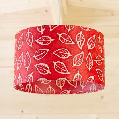 Drum Lamp Shade - P30 - Batik Leaf on Red, 35cm(d) x 20cm(h)