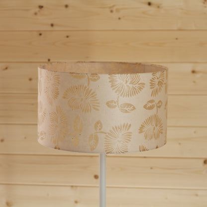 Drum Lamp Shade - P09 - Batik Peony on Natural, 35cm(d) x 20cm(h)