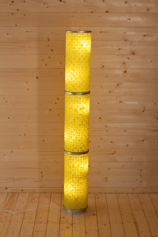 3 Panel Floor Lamp - P02 - Batik Lime Circles, 20cm(d) x 1.4m(h)