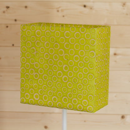 Rectangle Lamp Shade - P02 - Batik Lime Circles, 30cm(w) x 30cm(h) x 15cm(d)