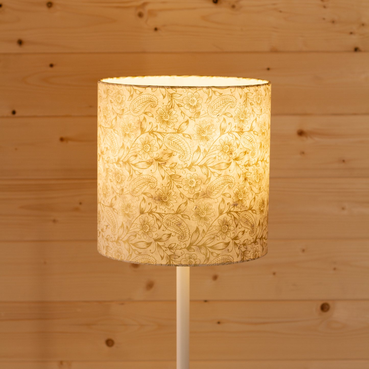 Drum Lamp Shade - P69 - Garden Gold on Natural, 25cm x 25cm