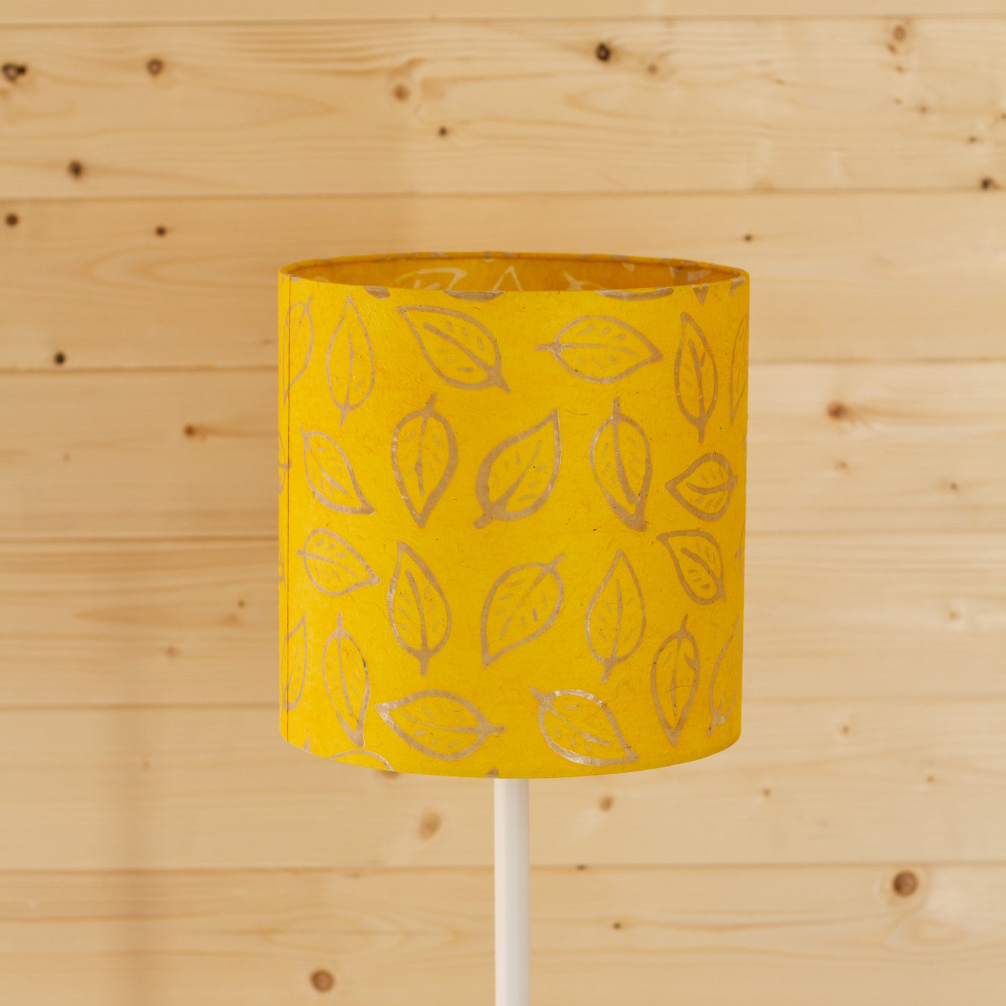Drum Lamp Shade - B107 ~ Batik Leaf Yellow, 25cm x 25cm