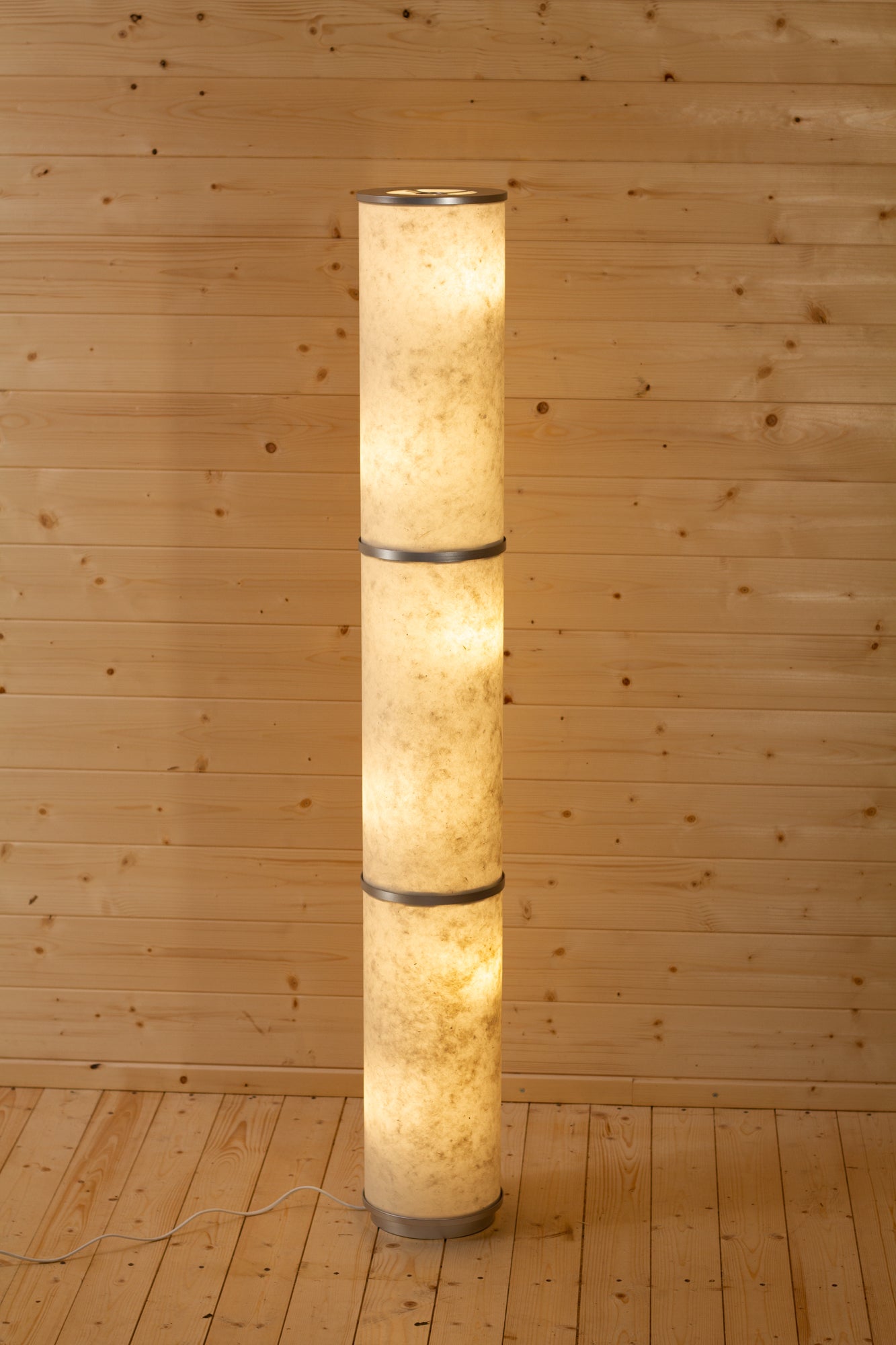 3 Panel Floor Lamp - P54 - Natural Lokta, 20cm(d) x 1.4m(h)