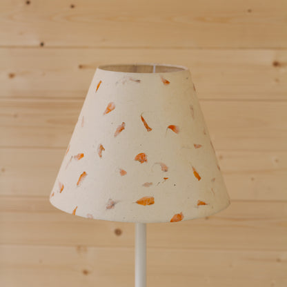 Conical Lamp Shade P32 - Marigold Petals on Natural Lokta, 15cm(top) x 30cm(bottom) x 22cm(height)